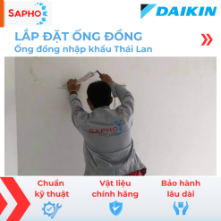 Lắp đặt ống đồng điều hòa âm tường Ø10/16 – dày 7,8 dem – Thái Lan (Trọn gói gồm gen đôi Hàn Quốc, xi cách nhiệt, nén Nitơ, công cắt đục, trám trét đi âm tường...)